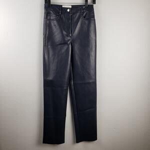 Aritzia Wilfred Women's 4‎ The Melina High Rise Faux Leather Pants Blue Straight